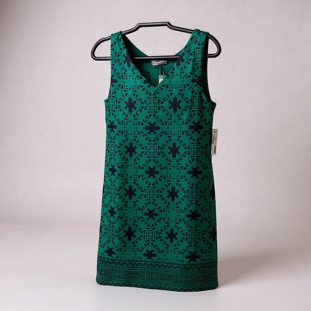41 Hawthorne Perissa‎ Reversible Dress Green Navy V Neck Sleeveless L NWT